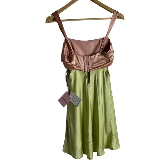 Hansen & Gretel Honeydew Blush Melon Silk Satin Sleeveless Mini Dress Size XS - Picture 9 of 12